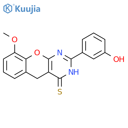 2-(3-hydroxyphenyl)-9-methoxy-3H,4H,5H-chromeno2,3-dpyrimidine-4-thione structure