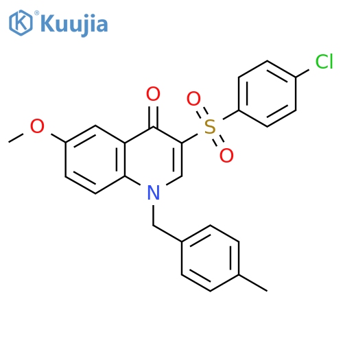 3-(4-chlorobenzenesulfonyl)-6-methoxy-1-(4-methylphenyl)methyl-1,4-dihydroquinolin-4-one structure