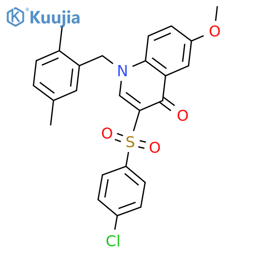 3-(4-chlorobenzenesulfonyl)-1-(2,5-dimethylphenyl)methyl-6-methoxy-1,4-dihydroquinolin-4-one structure