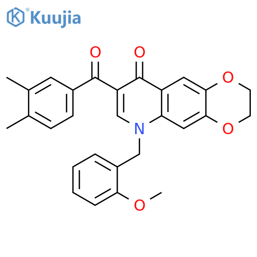 8-(3,4-dimethylbenzoyl)-6-(2-methoxyphenyl)methyl-2H,3H,6H,9H-1,4dioxino2,3-gquinolin-9-one structure