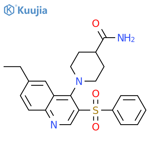 1-3-(benzenesulfonyl)-6-ethylquinolin-4-ylpiperidine-4-carboxamide structure
