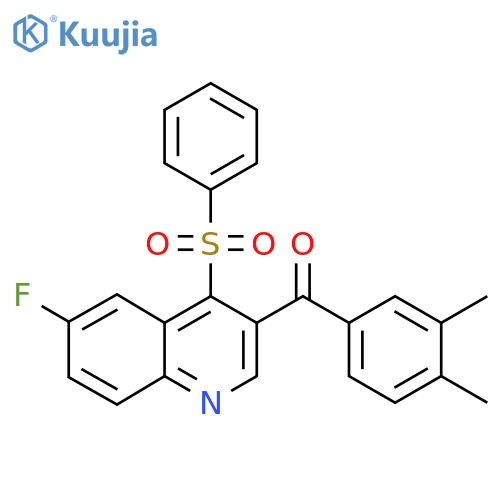 4-(benzenesulfonyl)-3-(3,4-dimethylbenzoyl)-6-fluoroquinoline structure
