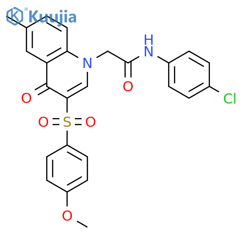 N-(4-chlorophenyl)-2-3-(4-methoxybenzenesulfonyl)-6-methyl-4-oxo-1,4-dihydroquinolin-1-ylacetamide structure