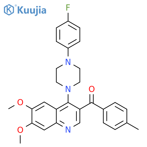 4-4-(4-fluorophenyl)piperazin-1-yl-6,7-dimethoxy-3-(4-methylbenzoyl)quinoline structure