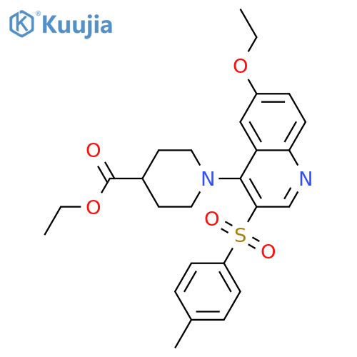 ethyl 1-6-ethoxy-3-(4-methylbenzenesulfonyl)quinolin-4-ylpiperidine-4-carboxylate structure