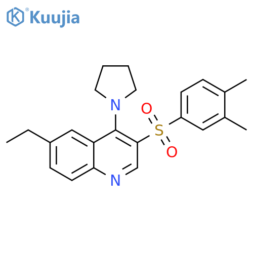 3-(3,4-dimethylbenzenesulfonyl)-6-ethyl-4-(pyrrolidin-1-yl)quinoline structure