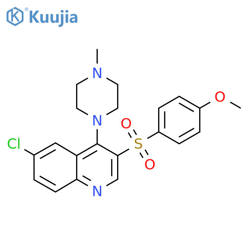 6-chloro-3-(4-methoxybenzenesulfonyl)-4-(4-methylpiperazin-1-yl)quinoline structure
