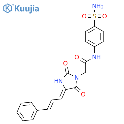 2-(4Z)-2,5-dioxo-4-(2E)-3-phenylprop-2-en-1-ylideneimidazolidin-1-yl-N-(4-sulfamoylphenyl)acetamide structure