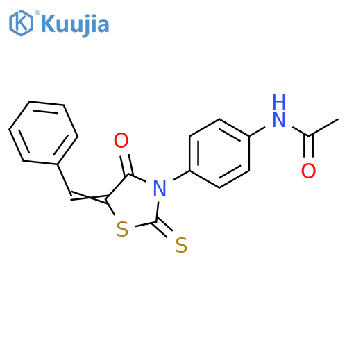 N-{4-(5Z)-4-oxo-5-(phenylmethylidene)-2-sulfanylidene-1,3-thiazolidin-3-ylphenyl}acetamide structure