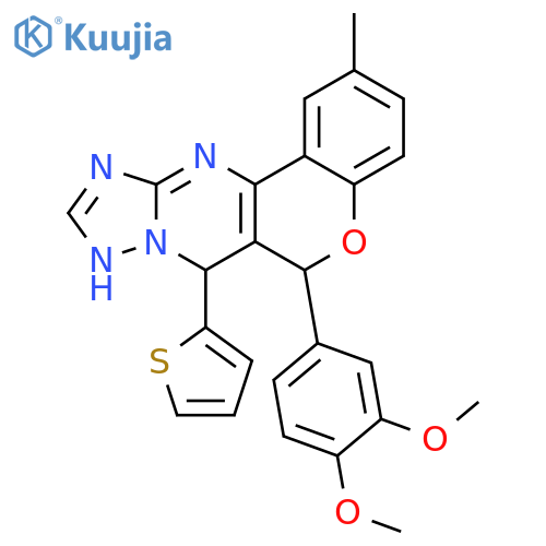 9-(3,4-dimethoxyphenyl)-4-methyl-11-(thiophen-2-yl)-8-oxa-12,13,15,17-tetraazatetracyclo8.7.0.0^{2,7}.0^{12,16}heptadeca-1(10),2(7),3,5,13,15-hexaene structure