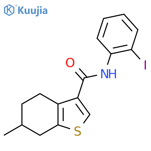 N-(2-iodophenyl)-6-methyl-4,5,6,7-tetrahydro-1-benzothiophene-3-carboxamide structure
