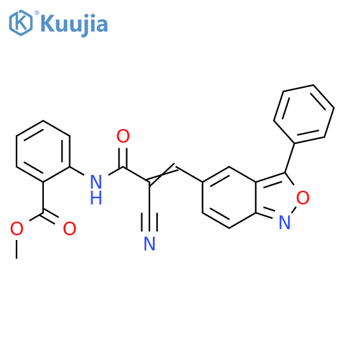 methyl 2-(2E)-2-cyano-3-(3-phenyl-2,1-benzoxazol-5-yl)prop-2-enamidobenzoate structure