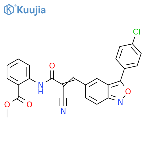 methyl 2-(2E)-3-3-(4-chlorophenyl)-2,1-benzoxazol-5-yl-2-cyanoprop-2-enamidobenzoate structure