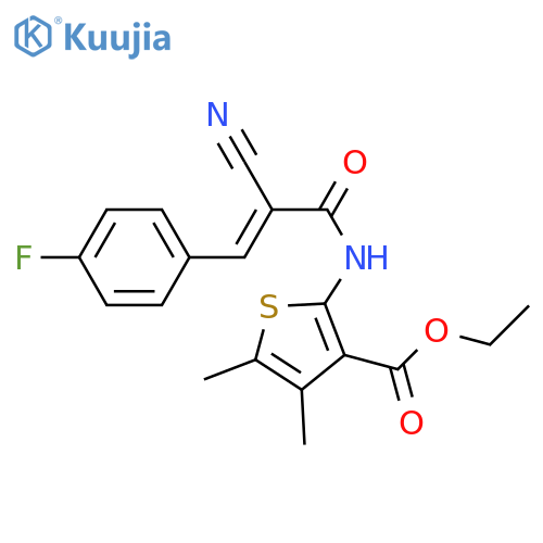 ethyl 2-(2E)-2-cyano-3-(4-fluorophenyl)prop-2-enamido-4,5-dimethylthiophene-3-carboxylate structure