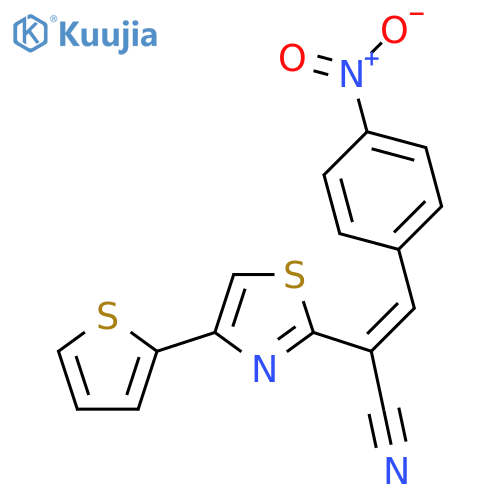 (2E)-3-(4-nitrophenyl)-2-4-(thiophen-2-yl)-1,3-thiazol-2-ylprop-2-enenitrile structure