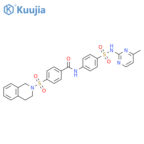 N-{4-(4-methylpyrimidin-2-yl)sulfamoylphenyl}-4-(1,2,3,4-tetrahydroisoquinoline-2-sulfonyl)benzamide structure