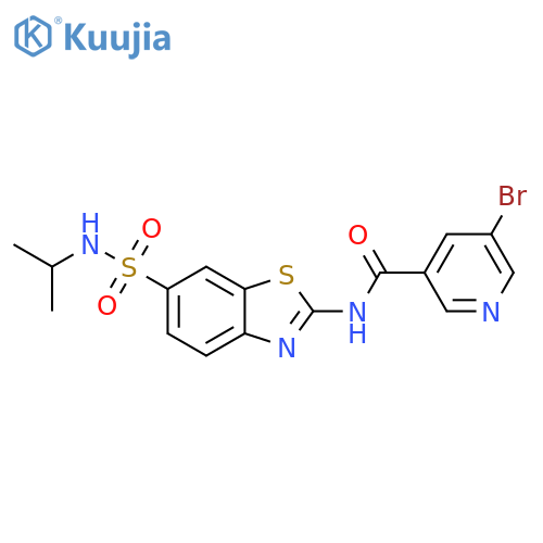 5-bromo-N-{6-(propan-2-yl)sulfamoyl-1,3-benzothiazol-2-yl}pyridine-3-carboxamide structure