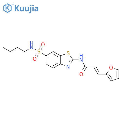 (2E)-N-6-(butylsulfamoyl)-1,3-benzothiazol-2-yl-3-(furan-2-yl)prop-2-enamide structure