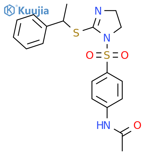 N-4-({2-(1-phenylethyl)sulfanyl-4,5-dihydro-1H-imidazol-1-yl}sulfonyl)phenylacetamide structure