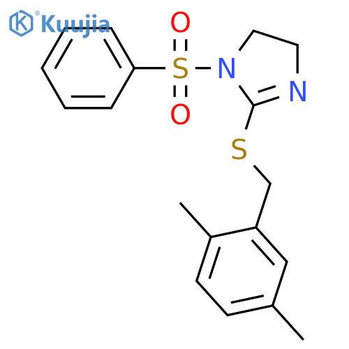1-(benzenesulfonyl)-2-{(2,5-dimethylphenyl)methylsulfanyl}-4,5-dihydro-1H-imidazole structure