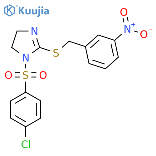 1-(4-chlorobenzenesulfonyl)-2-{(3-nitrophenyl)methylsulfanyl}-4,5-dihydro-1H-imidazole structure