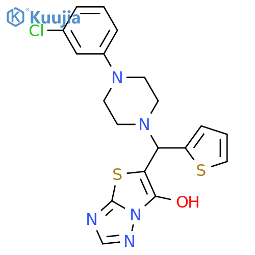5-{4-(3-chlorophenyl)piperazin-1-yl(thiophen-2-yl)methyl}-1,2,4triazolo3,2-b1,3thiazol-6-ol structure