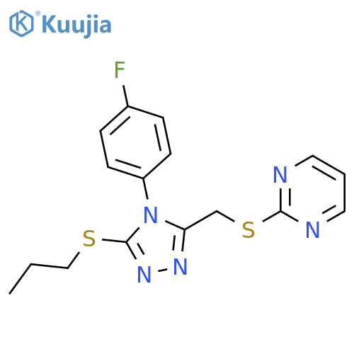 2-({4-(4-fluorophenyl)-5-(propylsulfanyl)-4H-1,2,4-triazol-3-ylmethyl}sulfanyl)pyrimidine structure