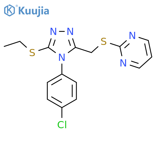 2-({4-(4-chlorophenyl)-5-(ethylsulfanyl)-4H-1,2,4-triazol-3-ylmethyl}sulfanyl)pyrimidine structure