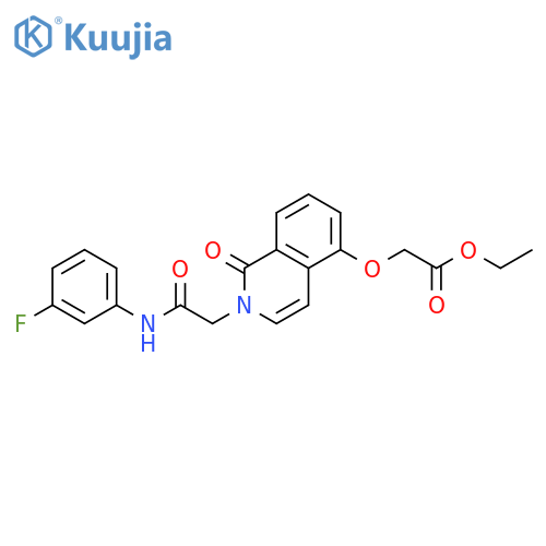 ethyl 2-(2-{(3-fluorophenyl)carbamoylmethyl}-1-oxo-1,2-dihydroisoquinolin-5-yl)oxyacetate structure