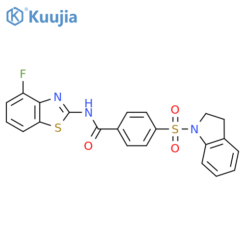 4-(2,3-dihydro-1H-indole-1-sulfonyl)-N-(4-fluoro-1,3-benzothiazol-2-yl)benzamide structure