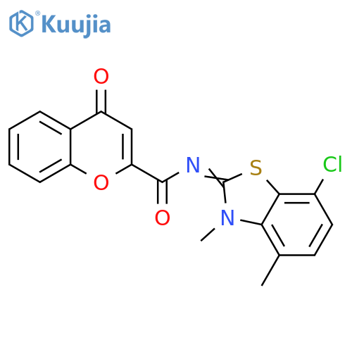 N-(2Z)-7-chloro-3,4-dimethyl-2,3-dihydro-1,3-benzothiazol-2-ylidene-4-oxo-4H-chromene-2-carboxamide structure