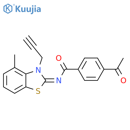4-acetyl-N-(2Z)-4-methyl-3-(prop-2-yn-1-yl)-2,3-dihydro-1,3-benzothiazol-2-ylidenebenzamide structure