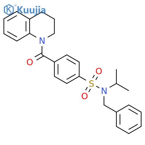 N-benzyl-N-(propan-2-yl)-4-(1,2,3,4-tetrahydroquinoline-1-carbonyl)benzene-1-sulfonamide structure
