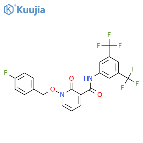 N-3,5-bis(trifluoromethyl)phenyl-1-(4-fluorophenyl)methoxy-2-oxo-1,2-dihydropyridine-3-carboxamide structure