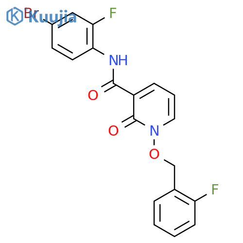 N-(4-bromo-2-fluorophenyl)-1-(2-fluorophenyl)methoxy-2-oxo-1,2-dihydropyridine-3-carboxamide structure