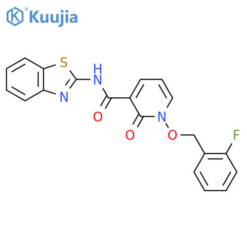 N-(1,3-benzothiazol-2-yl)-1-(2-fluorophenyl)methoxy-2-oxo-1,2-dihydropyridine-3-carboxamide structure
