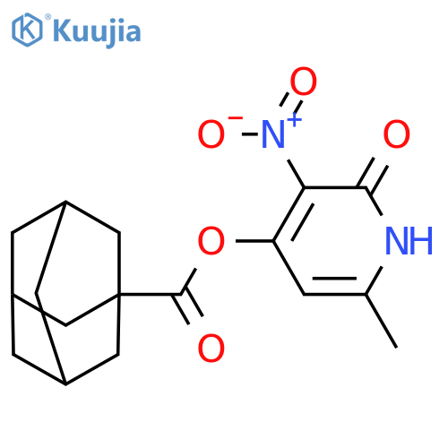 6-methyl-3-nitro-2-oxo-1,2-dihydropyridin-4-yl adamantane-1-carboxylate structure