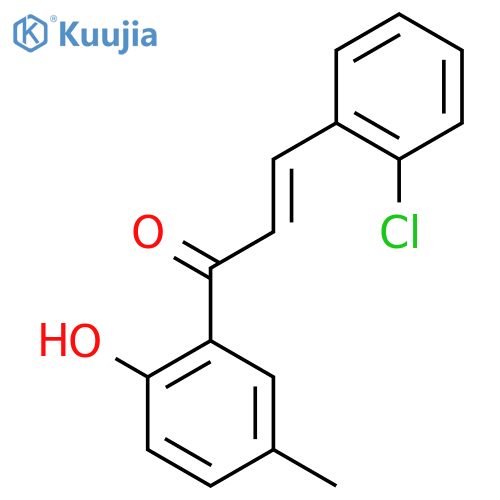 (2E)-3-(2-chlorophenyl)-1-(2-hydroxy-5-methylphenyl)prop-2-en-1-one structure