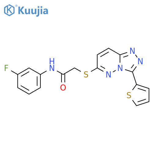 N-(3-fluorophenyl)-2-{3-(thiophen-2-yl)-1,2,4triazolo4,3-bpyridazin-6-ylsulfanyl}acetamide structure