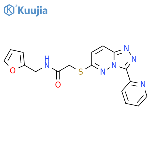 N-(furan-2-yl)methyl-2-{3-(pyridin-2-yl)-1,2,4triazolo4,3-bpyridazin-6-ylsulfanyl}acetamide structure