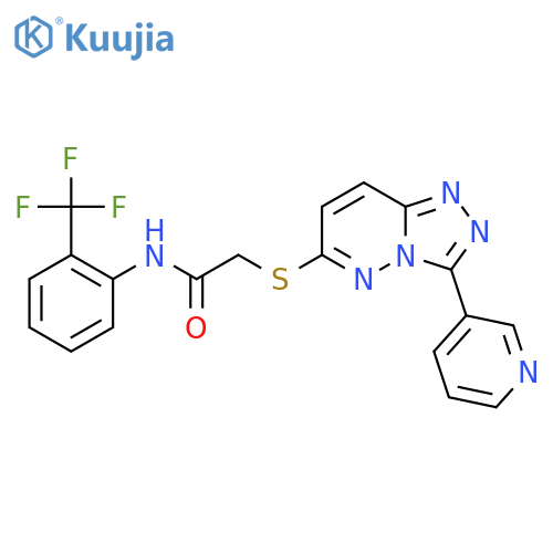 2-{3-(pyridin-3-yl)-1,2,4triazolo4,3-bpyridazin-6-ylsulfanyl}-N-2-(trifluoromethyl)phenylacetamide structure