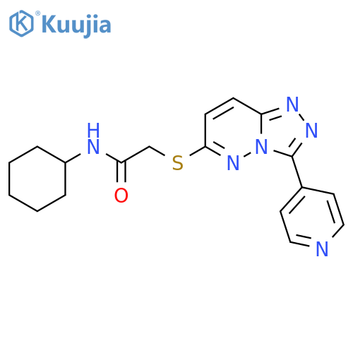 N-cyclohexyl-2-{3-(pyridin-4-yl)-1,2,4triazolo4,3-bpyridazin-6-ylsulfanyl}acetamide structure