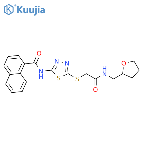 N-{5-({(oxolan-2-yl)methylcarbamoyl}methyl)sulfanyl-1,3,4-thiadiazol-2-yl}naphthalene-1-carboxamide structure