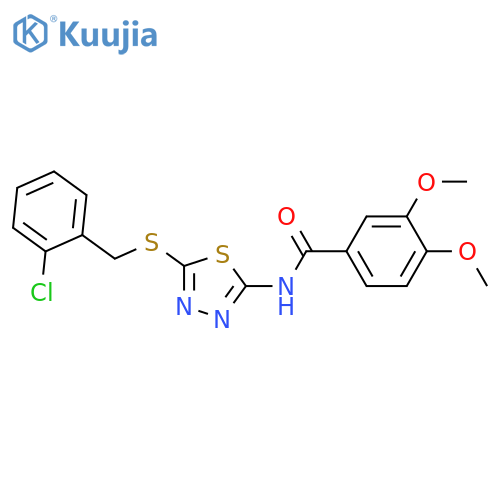 N-(5-{(2-chlorophenyl)methylsulfanyl}-1,3,4-thiadiazol-2-yl)-3,4-dimethoxybenzamide structure