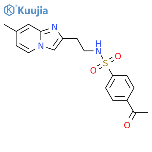 4-acetyl-N-(2-{7-methylimidazo1,2-apyridin-2-yl}ethyl)benzene-1-sulfonamide structure