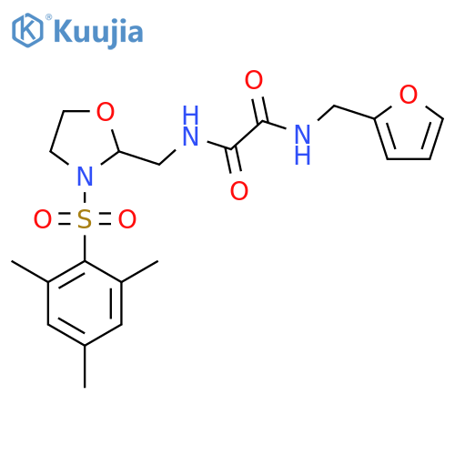 N'-(furan-2-yl)methyl-N-{3-(2,4,6-trimethylbenzenesulfonyl)-1,3-oxazolidin-2-ylmethyl}ethanediamide structure