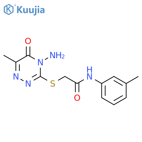 2-(4-amino-6-methyl-5-oxo-4,5-dihydro-1,2,4-triazin-3-yl)sulfanyl-N-(3-methylphenyl)acetamide structure