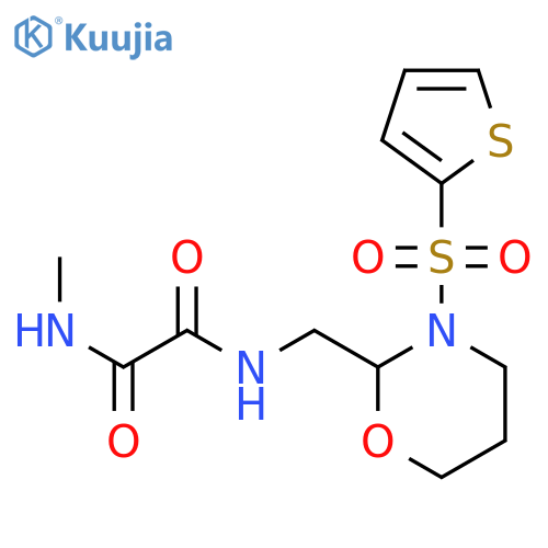 N-methyl-N'-{3-(thiophene-2-sulfonyl)-1,3-oxazinan-2-ylmethyl}ethanediamide structure