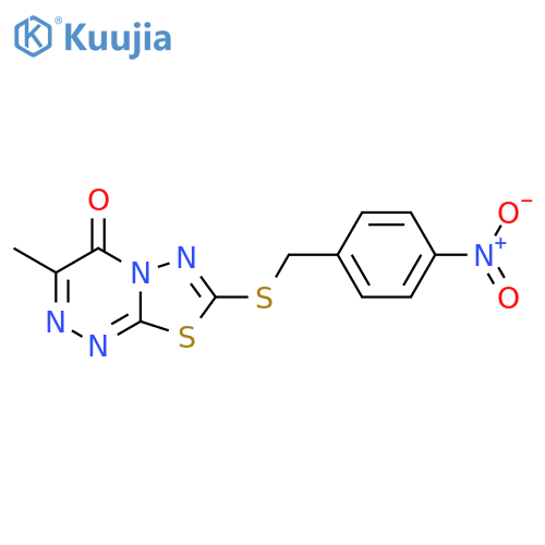 3-methyl-7-{(4-nitrophenyl)methylsulfanyl}-4H-1,3,4thiadiazolo2,3-c1,2,4triazin-4-one structure