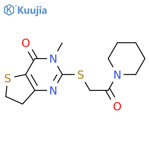 3-methyl-2-{2-oxo-2-(piperidin-1-yl)ethylsulfanyl}-3H,4H,6H,7H-thieno3,2-dpyrimidin-4-one structure